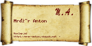 Mrár Anton névjegykártya